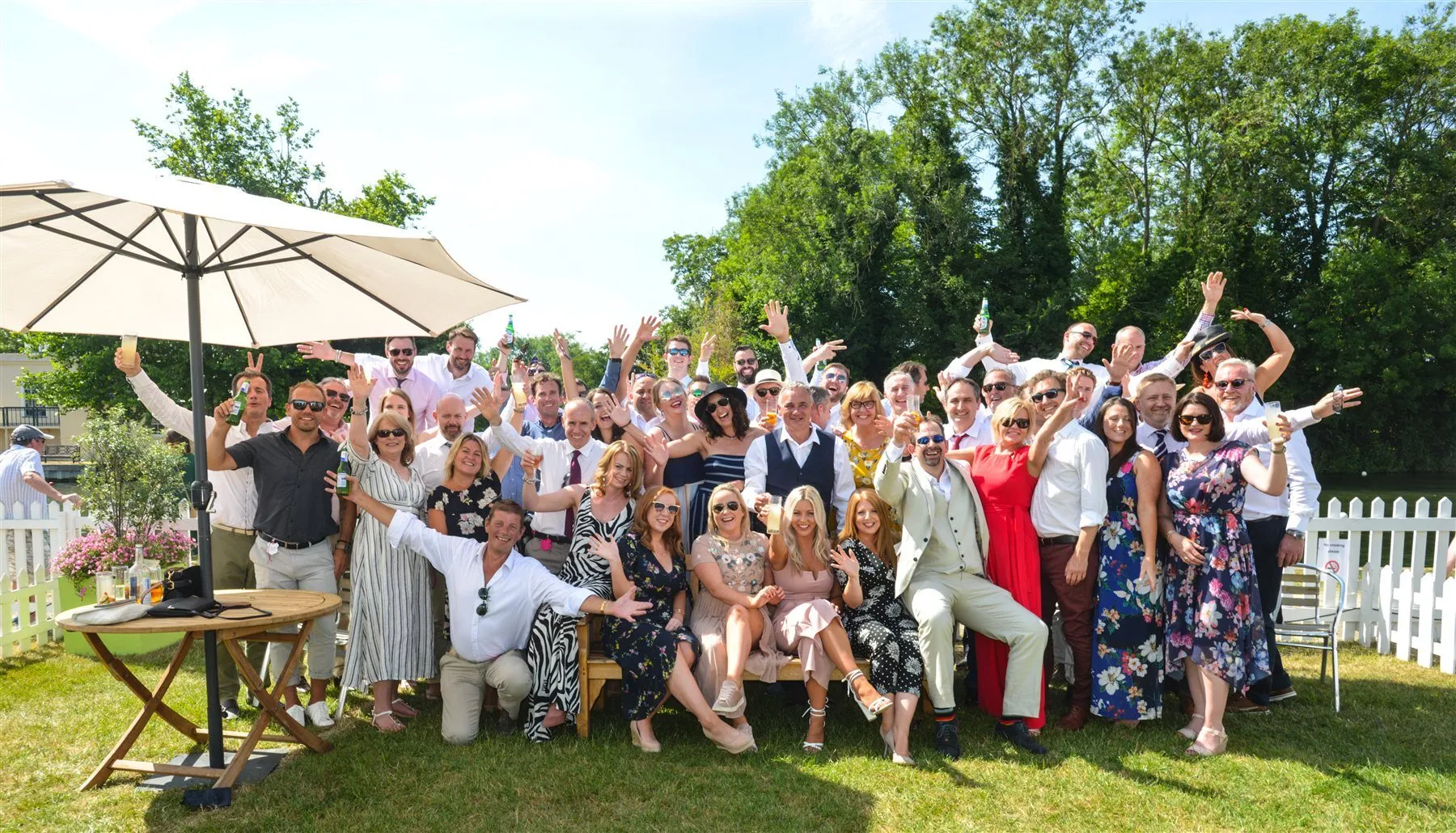Guests celebrating together at a summer occasion