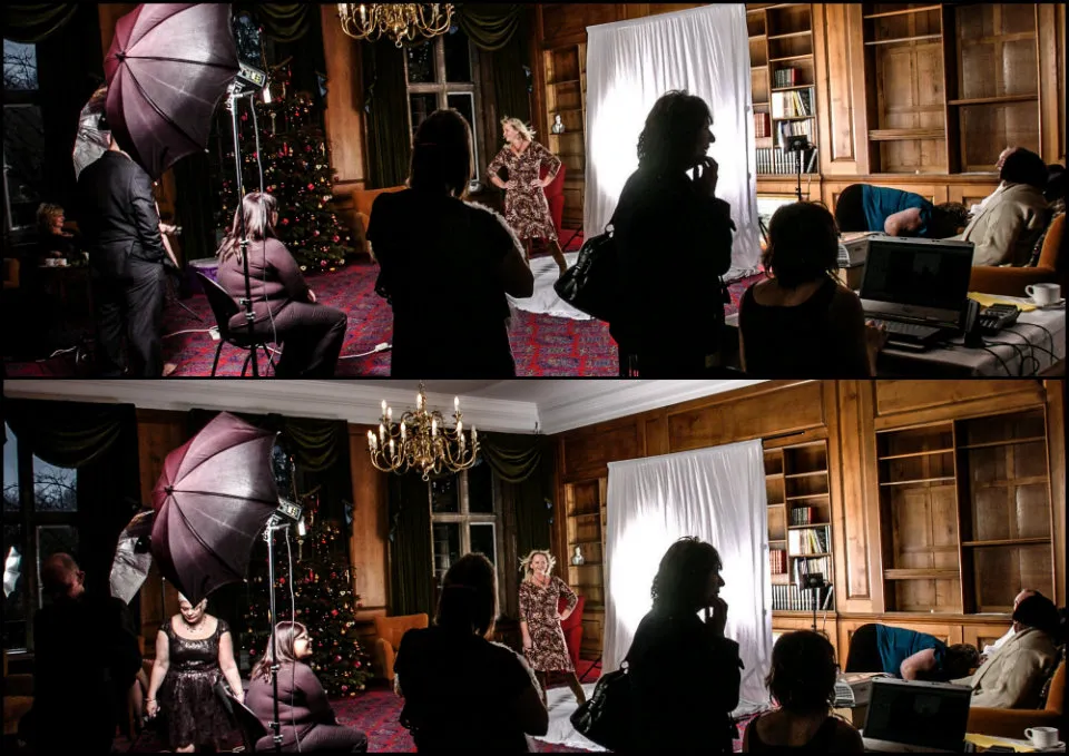 Guests enjoying a makeover and photo shoot party